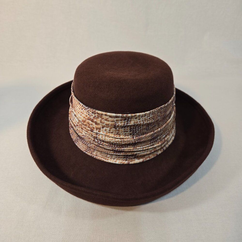 USA Vintage WPL 4384 Festival Artsy Rodeo Brown 100% Wool Rolled Brim Unisex HAT